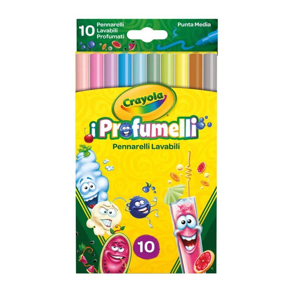 10 Pennarelli Lavabili Profumati Punta Media I Profumelli Crayola