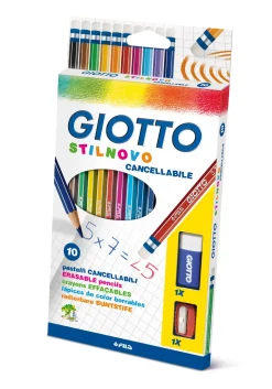 Ast. Pastelli Stilnovo Cancellabile 10 Pz + Gomma E Temperamatite