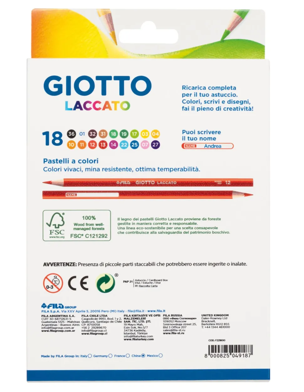 Astuccio 18 Pastelli Giotto Laccato