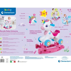 Baby Clementoni Nuvola Dolce Unicorno, Cavalcabile E Primi Passi