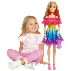 Bambola Barbie Alta 71 Cm Con Abito Arcobaleno E Accessori Moda