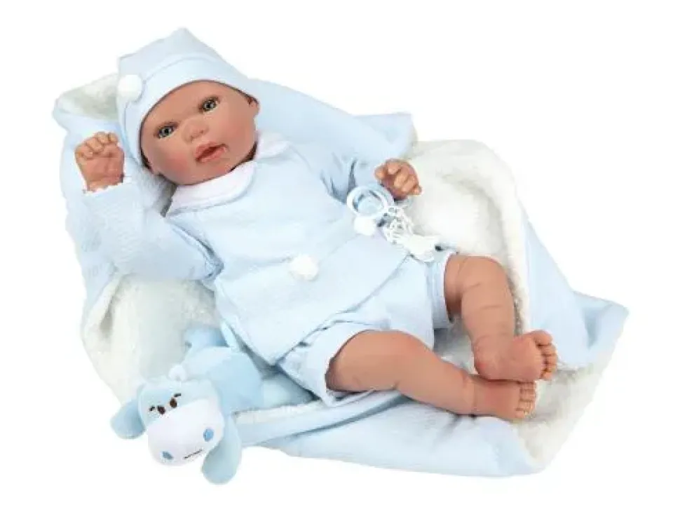 Bambola Bebe Reborn 45 Cm Con Completo Blu