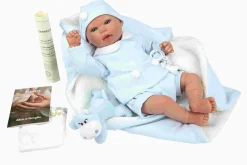 Bambola Bebe Reborn 45 Cm Con Completo Blu