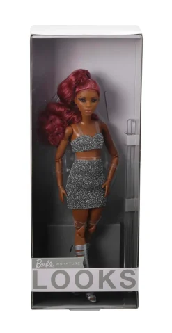 Barbie, Bambola Signature Barbie Looks Bionda, Snodata, Con Crop Top, Gonna Tubino Argenta E Capelli Corti Biondi, Giocattolo Per Bambini 6+ Anni, Hcb77