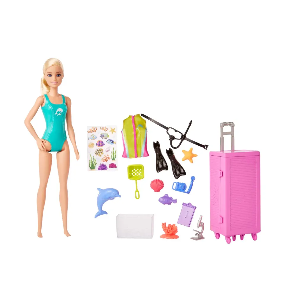 Barbie Barbie Biologa Marina, Bambola Bionda E Playset Con Laboratorio Mobile E Trolley, 10+ Accessori, Giocattolo Per Bambini, 3+ Anni, Hmh26