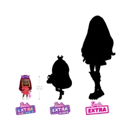 Barbie Barbie Extra Mini Minis, Bambola Con Capelli Bordeaux E Occhiali Da Sole, Abito Rosso Con Volant, Vestiti E Accessori, Giocattolo Per Bambini, 3+ Anni, Hln47