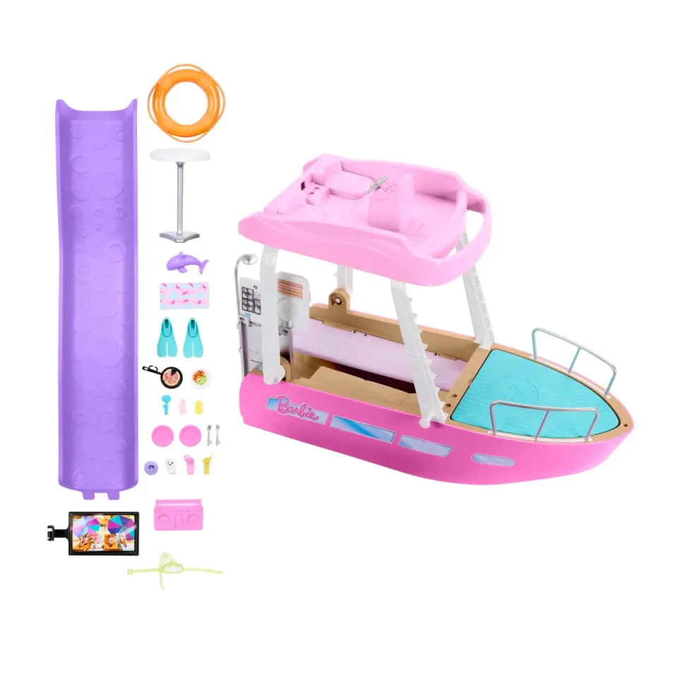 Barbie Barca Dei Sogni, Playset Con Piscina, Scivolo, Un Delfino E 20+ Accessori, 3+ Anni, Hjv37