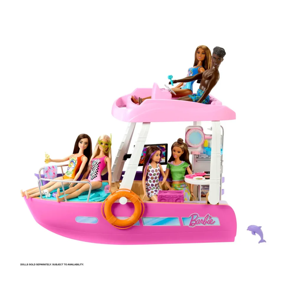 Barbie Barca Dei Sogni, Playset Con Piscina, Scivolo, Un Delfino E 20+ Accessori, 3+ Anni, Hjv37