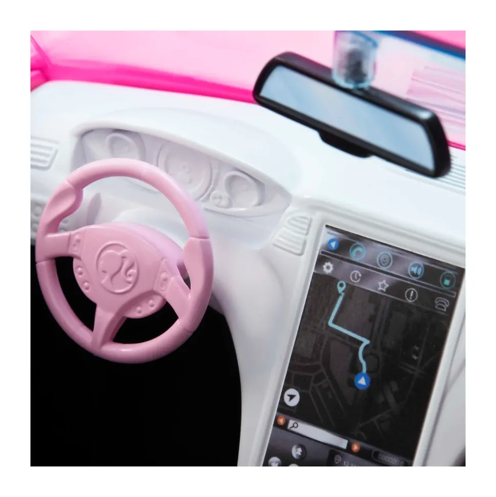 Barbie, Cabrio Veicolo Decapottabile Rosa A Due Posti Con Ruote Funzionanti E Dettagli Realistici, Giocattolo Per Bambini 3+ Anni, Hbt92