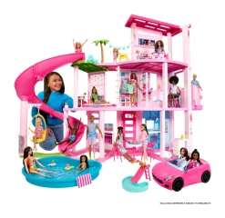 Barbie Casa Dei Sogni Di Barbie, Playset Casa Delle Bambole Con Piscina, Scivolo A 3 Piani, Ascensore E Aree Di Gioco Per Cuccioli, 75+ Accessori, 3+ Anni, Hmx10