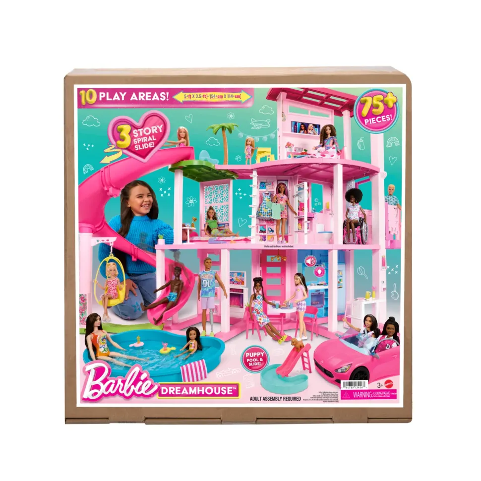 Barbie Casa Dei Sogni Di Barbie, Playset Casa Delle Bambole Con Piscina, Scivolo A 3 Piani, Ascensore E Aree Di Gioco Per Cuccioli, 75+ Accessori, 3+ Anni, Hmx10