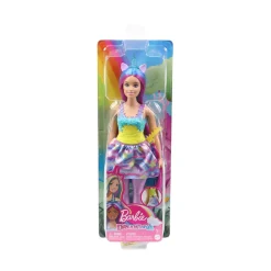 Barbie Dreamtopia Unicorno Bambola Curvy, Capelli Blu E Viola Con Gonna, Coda E Cerchietto Da Unicorno Rimovibili, Giocattolo Per Bambini, 3+ Anni, Hgr20