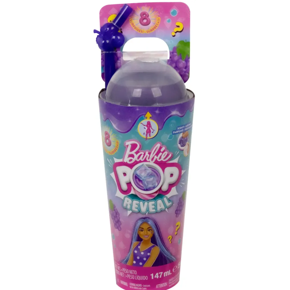 Barbie Pop! Reveal Serie Frutta Bambola, Tema Spuma D'Uva Con 8 Sorprese Tra Cui Cucciolo E Accessori Slime