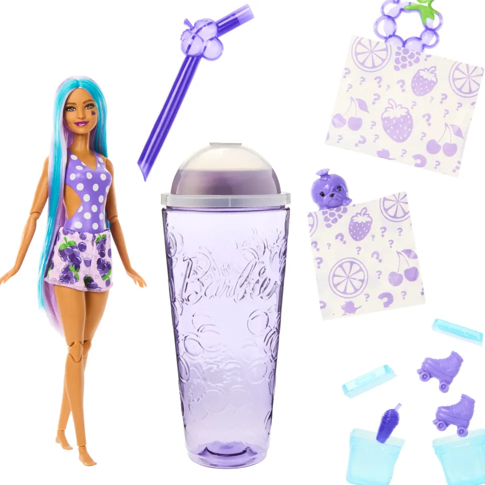 Barbie Pop! Reveal Serie Frutta Bambola, Tema Spuma D'Uva Con 8 Sorprese Tra Cui Cucciolo E Accessori Slime