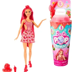 Barbie Pop! Reveal Serie Frutta Bambola, Tema Spremuta Di Anguria Con 8 Sorprese Tra Cui Cucciolo E Accessori Slime