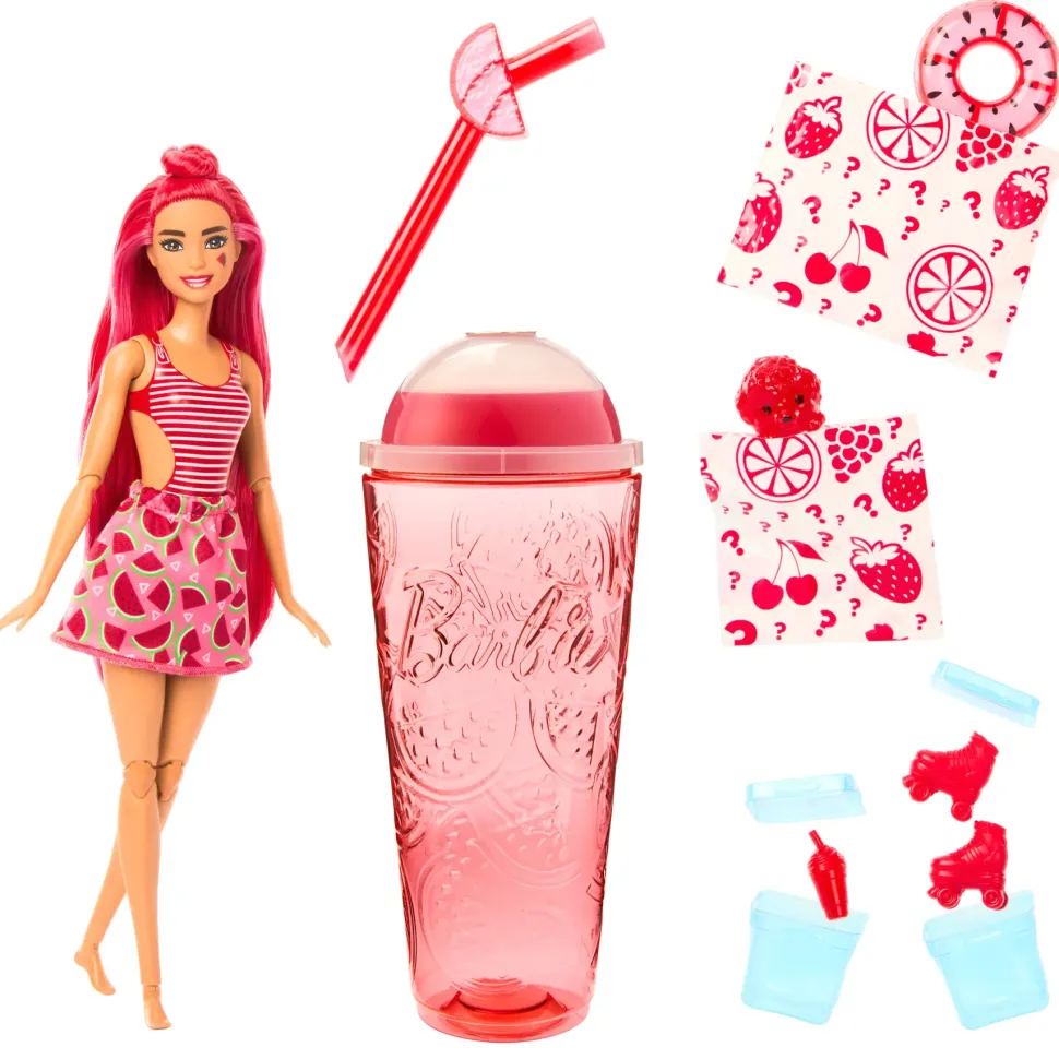 Barbie Pop! Reveal Serie Frutta Bambola, Tema Spremuta Di Anguria Con 8 Sorprese Tra Cui Cucciolo E Accessori Slime