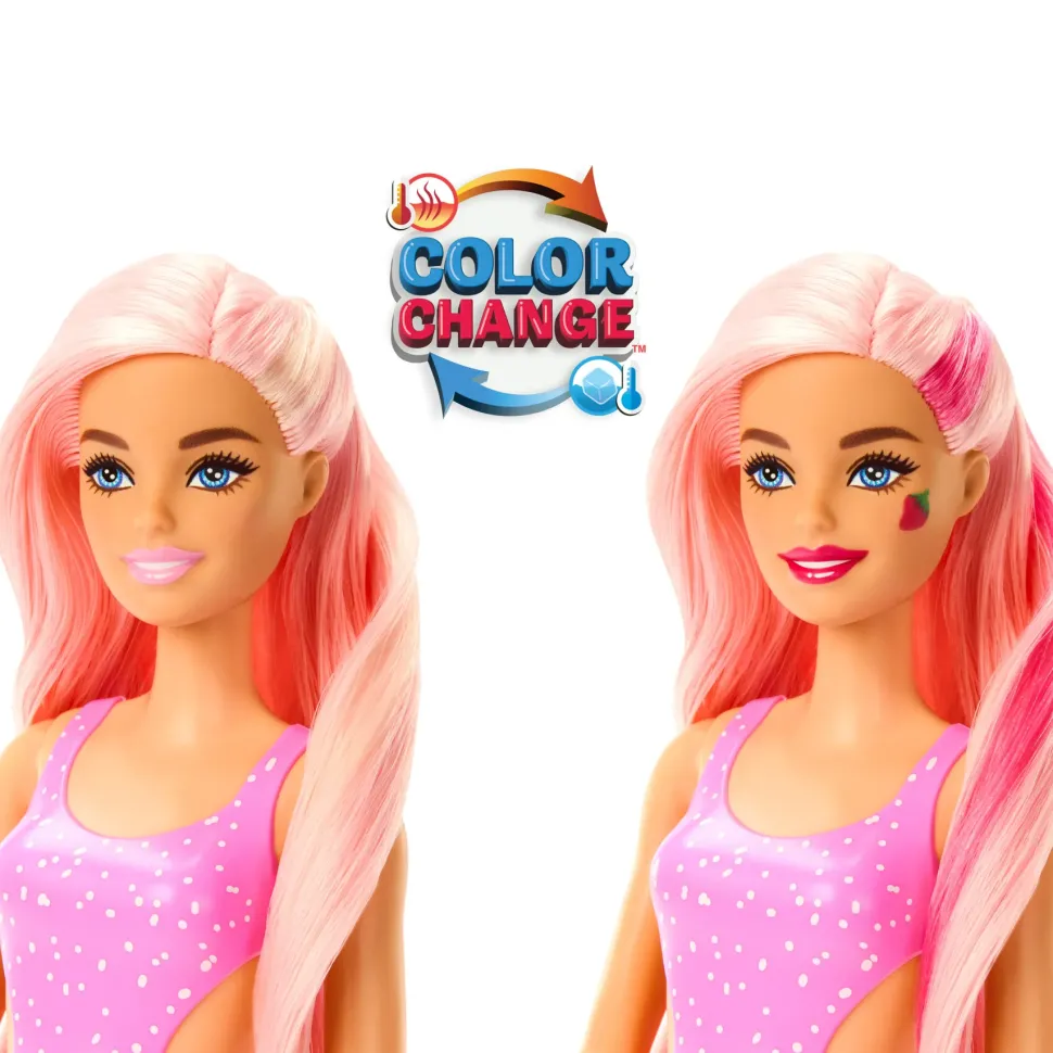 Barbie Pop! Reveal Serie Frutta Bambola, Tema Limonata Di Fragole Con 8 Sorprese Tra Cui Cucciolo E Accessori Slim
