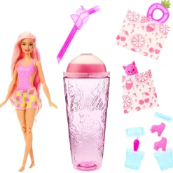 Barbie Pop! Reveal Serie Frutta Bambola, Tema Limonata Di Fragole Con 8 Sorprese Tra Cui Cucciolo E Accessori Slim