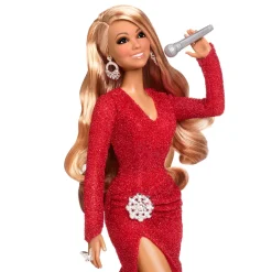 Barbie Signature Mariah Carey, Bambola Da Collezione Per Celebrare Il Natale, Con Scintillante Abito Rosso E Accessori Argentati