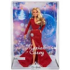 Barbie Signature Mariah Carey, Bambola Da Collezione Per Celebrare Il Natale, Con Scintillante Abito Rosso E Accessori Argentati