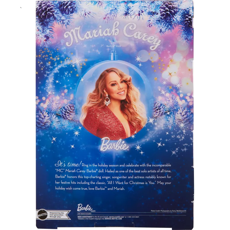 Barbie Signature Mariah Carey, Bambola Da Collezione Per Celebrare Il Natale, Con Scintillante Abito Rosso E Accessori Argentati