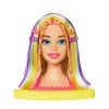 Barbie Super Chioma Hairstyle Capelli Arcobaleno, Testa Pettinabile Con Capelli Biondi E Ciocche Arcobaleno Fluo Da Acconciare, Con Accessori Color Reveal, 3+ Anni, Hmd78