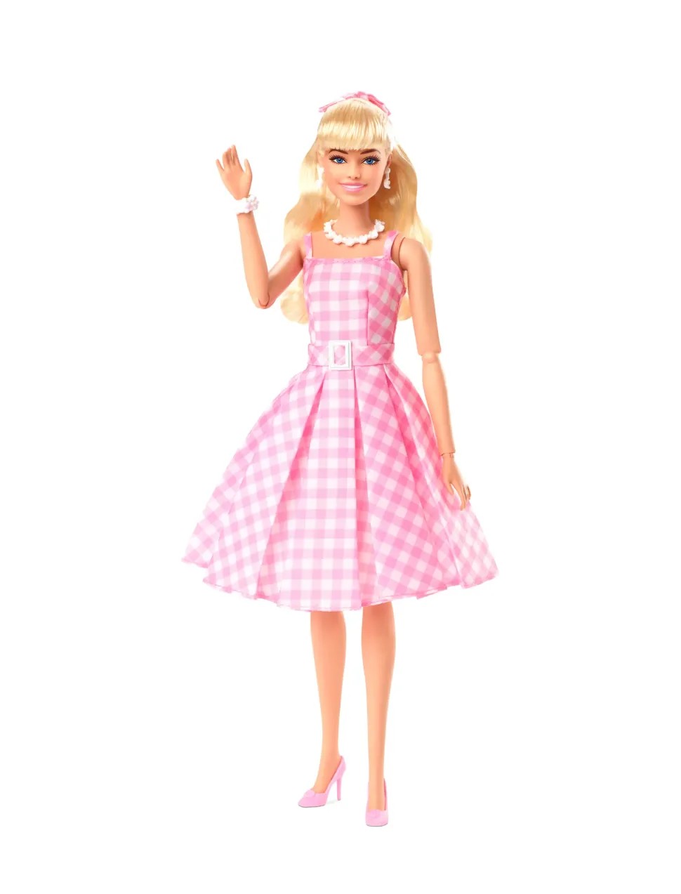 Barbie The Movie Margot Robbie, Bambola Del Film Barbie Da Collezione Con Abito Vintage A Quadretti Rosa E Bianco E Collana Con Margherita, 3+ Anni, Hpj96