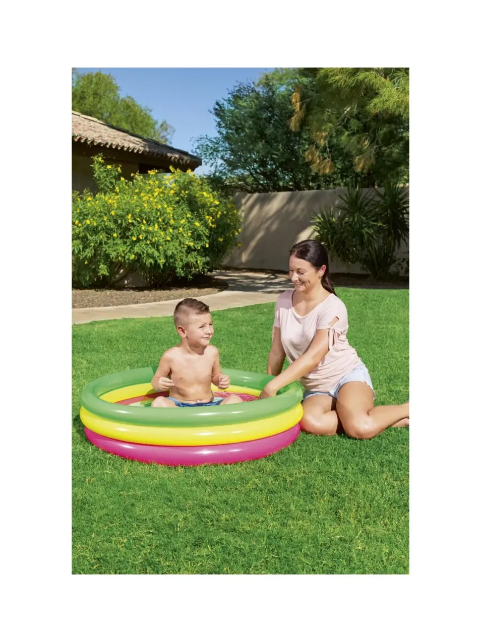 Bestway Piscina Summer 3 Anelli Color Con Fondo Gonfiabile 102X25 Cm