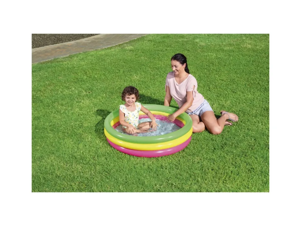 Bestway Piscina Summer 3 Anelli Color Con Fondo Gonfiabile 102X25 Cm