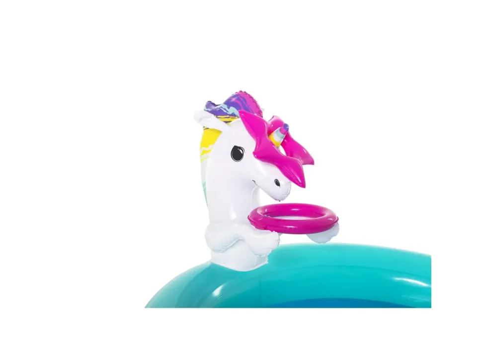 Bestway Play Center Magico Unicorno 274X198X137 Cm, Con Scivolo, Gioco Anelli E Bacchetta Magica