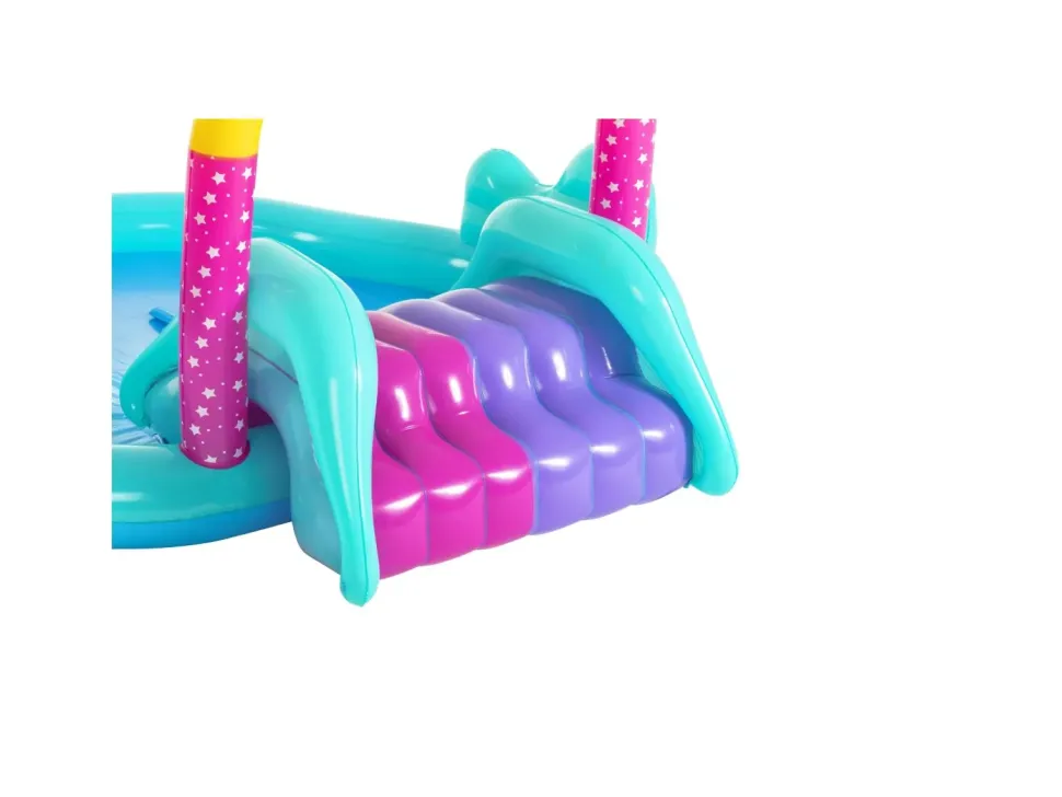 Bestway Play Center Magico Unicorno 274X198X137 Cm, Con Scivolo, Gioco Anelli E Bacchetta Magica