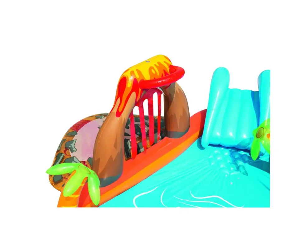 Bestway Play Center Vulcano 265X265X104 Cm Con Fondo Gonfiabile, Scivolo, Spruzzo, Gioco Con Anello E Palline