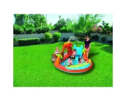 Bestway Play Center Vulcano 265X265X104 Cm Con Fondo Gonfiabile, Scivolo, Spruzzo, Gioco Con Anello E Palline