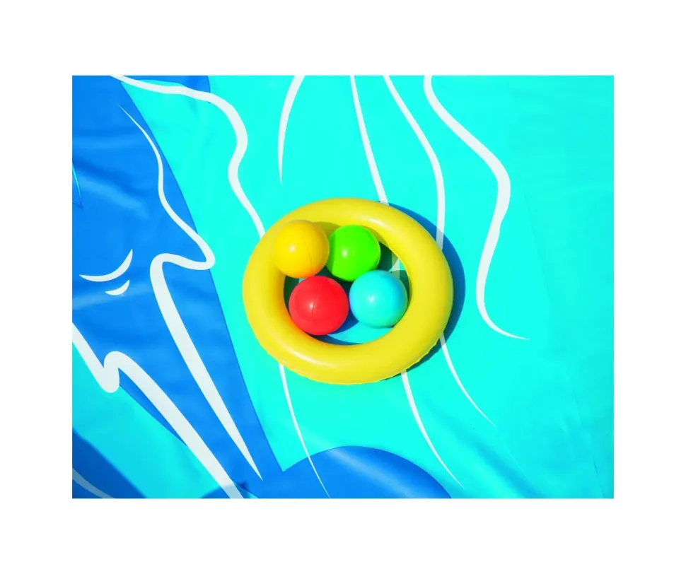Bestway Play Center Vulcano 265X265X104 Cm Con Fondo Gonfiabile, Scivolo, Spruzzo, Gioco Con Anello E Palline