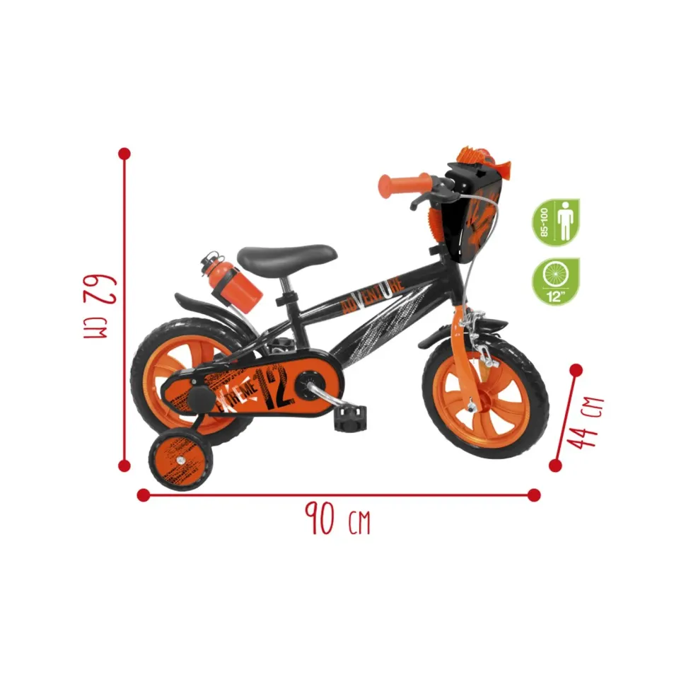 Bicicletta 12 Arancione Freno Caliper Frontale Borraccia E Mascherina Frontale Incluse Adatta Per Bambini Dai 3-5 Anni