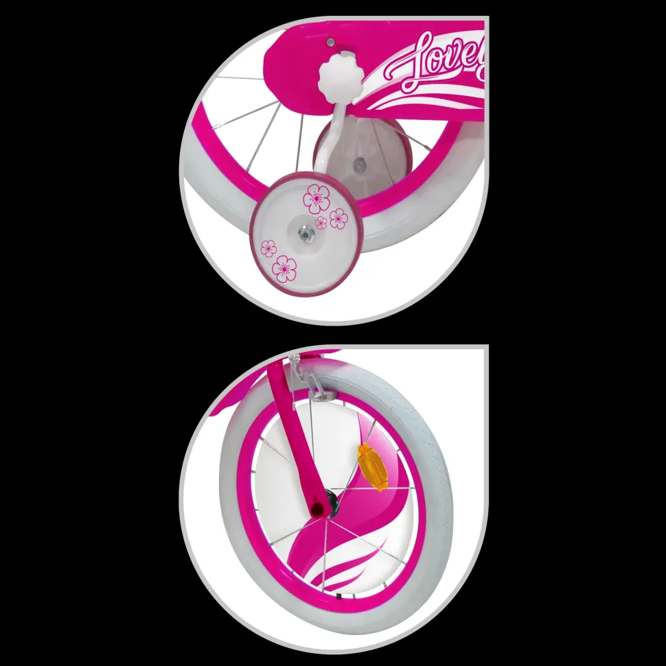 Bicicletta 16 Fucsia 2 Freni Caliper Bauletto, Cestello E Disco Colorato Nella Ruota Anteriore Inclusi Adatta Per Bambini Dai 8-12 Anni