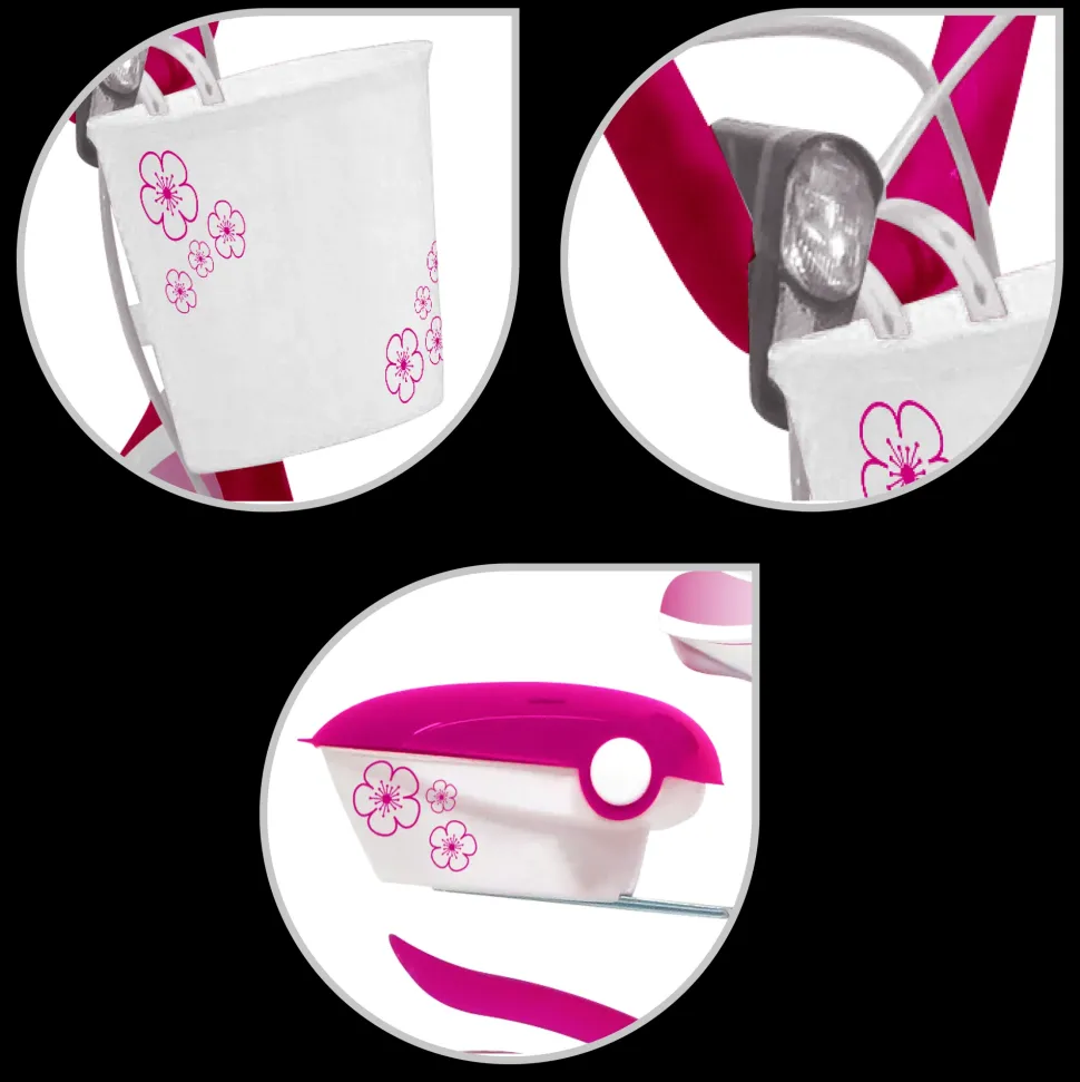 Bicicletta 16 Fucsia 2 Freni Caliper Bauletto, Cestello E Disco Colorato Nella Ruota Anteriore Inclusi Adatta Per Bambini Dai 8-12 Anni