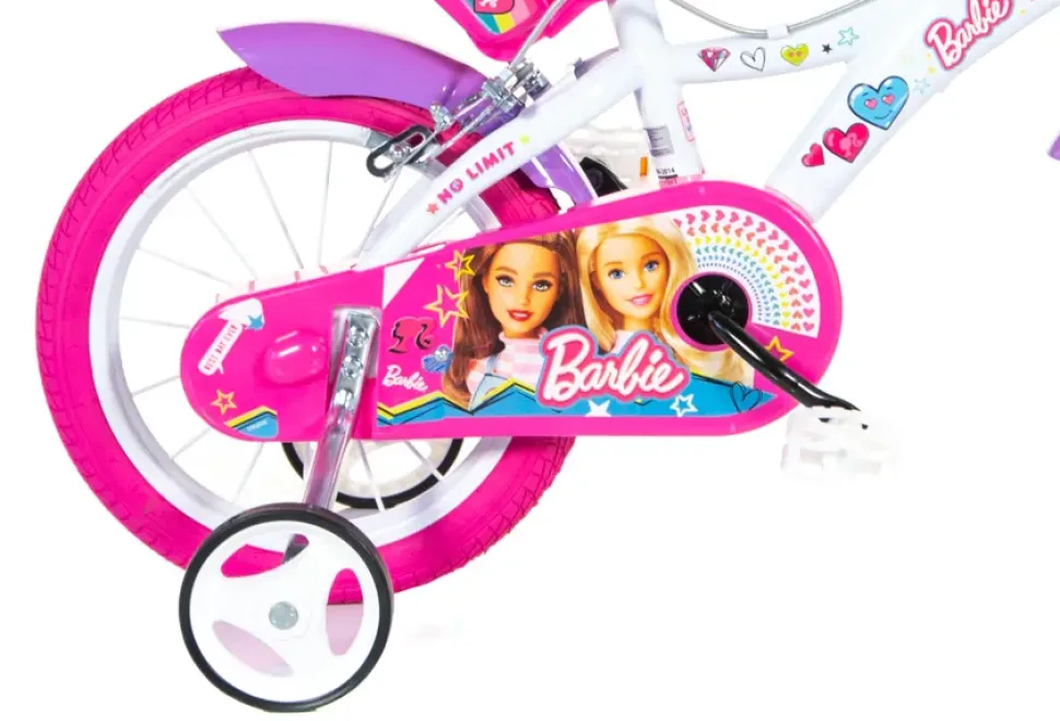 Bicicletta Barbie 14 . Disco Ruota, Stabilizzatori, Porta Bambola E Cestino Anteriore Adatta Dai 5 Ai 7 Anni