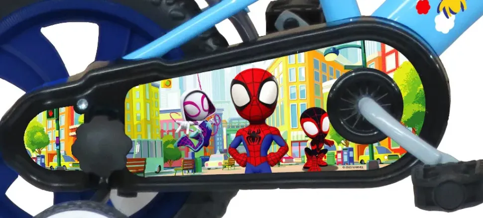 Bicicletta Da 12 Pollici Di Spidey Con Stabilizzatori Laterali E Scudo Personalizzato Telaio In Metallo- Cerchi In Plastica Freno Caliper, Ruota Fissa