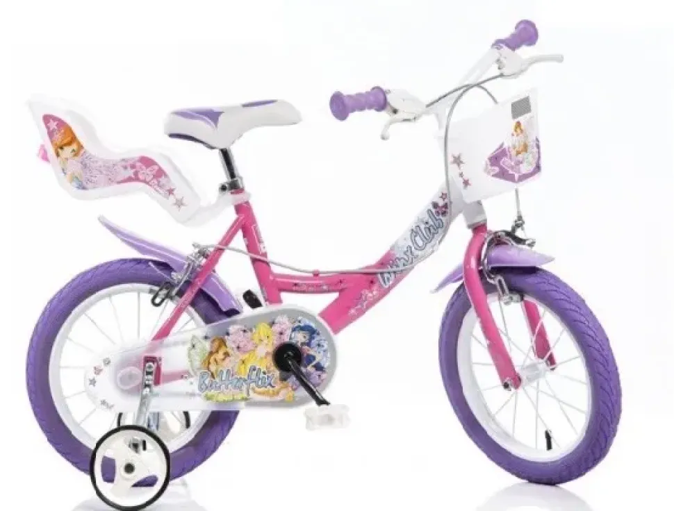 Bicicletta Winx 16" Con Portabambola, Freno E Cestino Anteriore Adatta Per Bambini Di 6-8 Anni