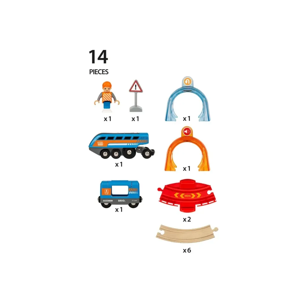 Brio Set Ferrovia Circolare Con Binari Con Tunnel Azione Smart Tech Sound, Set Da 14 Pezzi, Eta Consigliata +3