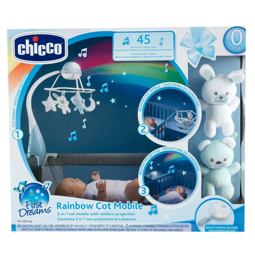 Chicco Giostrina Musicale Arcobaleno Azzurra, 0M+