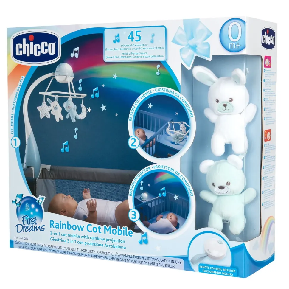Chicco Giostrina Musicale Arcobaleno Azzurra, 0M+
