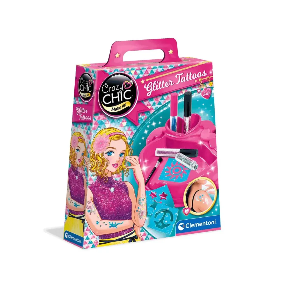 Clementoni Crazy Chic Glitter Tattoos, Gioco Creativo Per Bambini