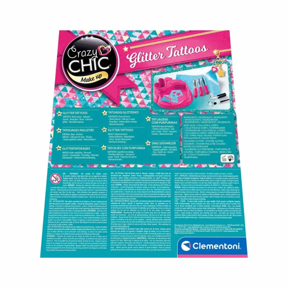 Clementoni Crazy Chic Glitter Tattoos, Gioco Creativo Per Bambini