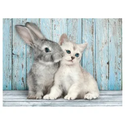 Clementoni Puzzle High Quality Collection Cat & Bunny 500 Pezzi, Puzzle Adulti