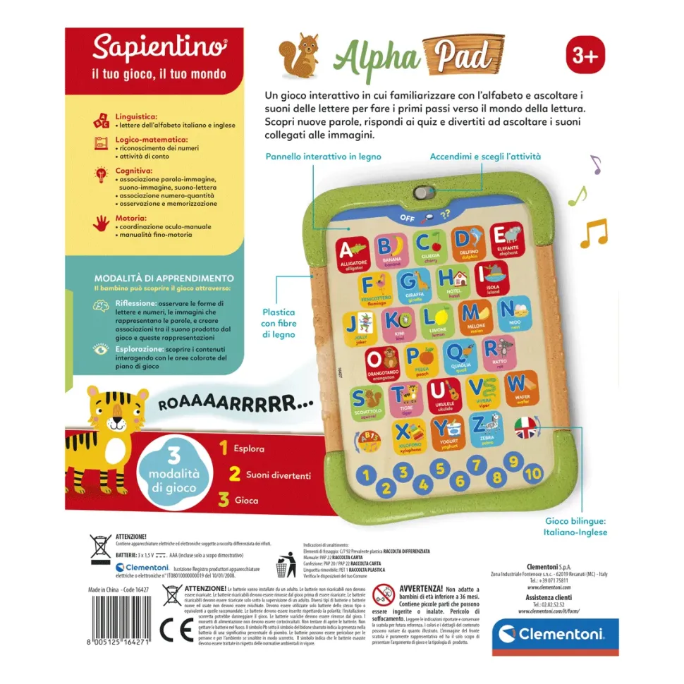 Clementoni Sapientino Alpha Pad, Alfabetiere Interattivo, 16427