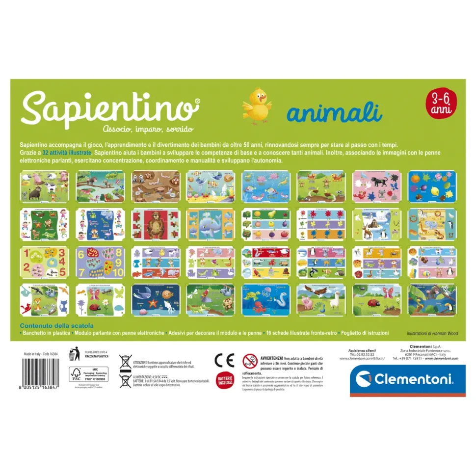 Clementoni Sapientino Animali, Banchetto Con Schede Attivita'