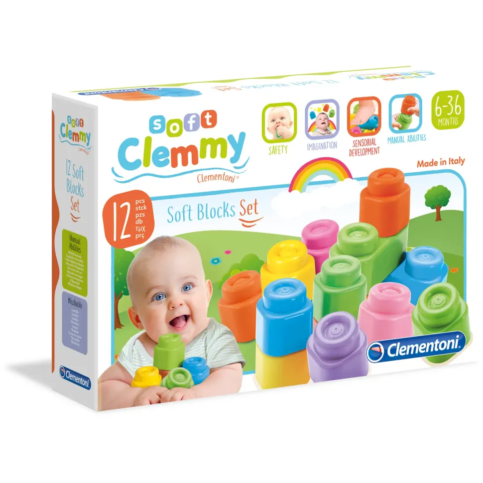 Clementoni Soft Clemmy Confezione 12 Mattoncini Morbidi