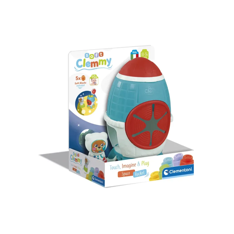 Clementoni Soft Clemmy Touch, Explore And Play Sensory Rocket, Mattoncini Morbidi